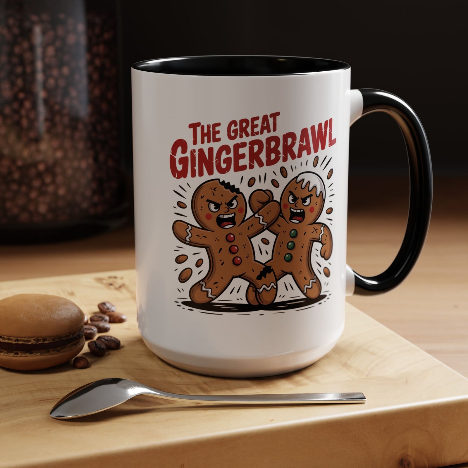 Gingerbread Man GingerBrawl Coffee Mug With Color Inside