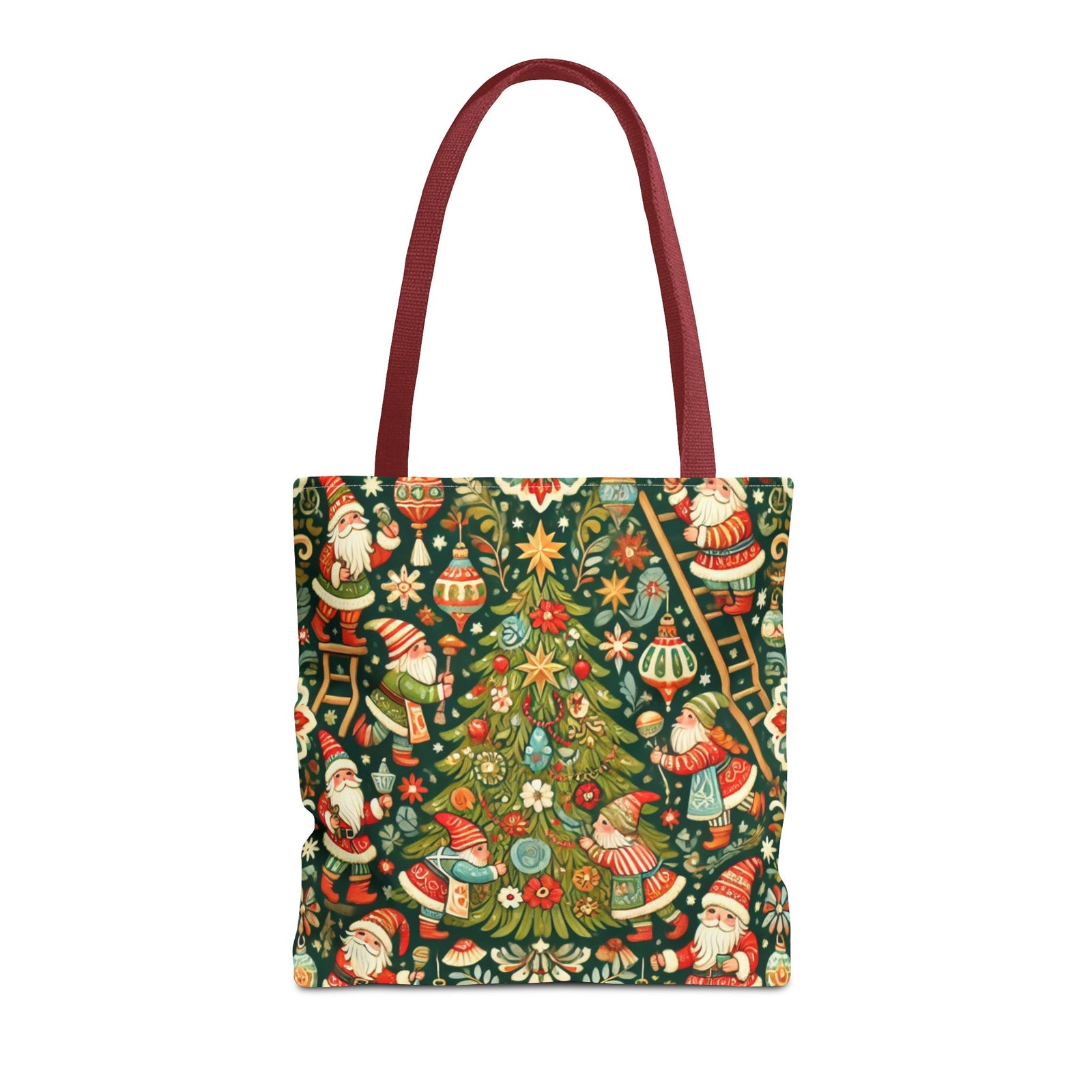 Christmas Gnomes Decorating Tree Holiday Tote Bag