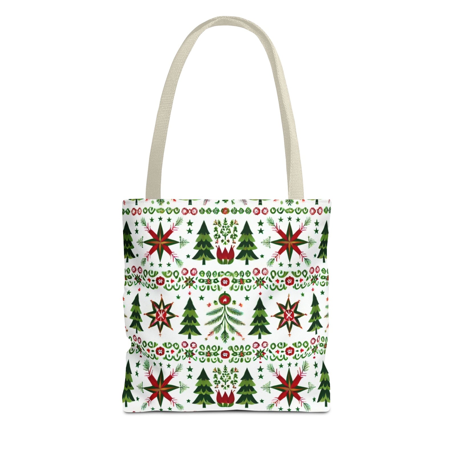 Polish Christmas Folk Art Pattern Stars Pines & Florals Tote Bag