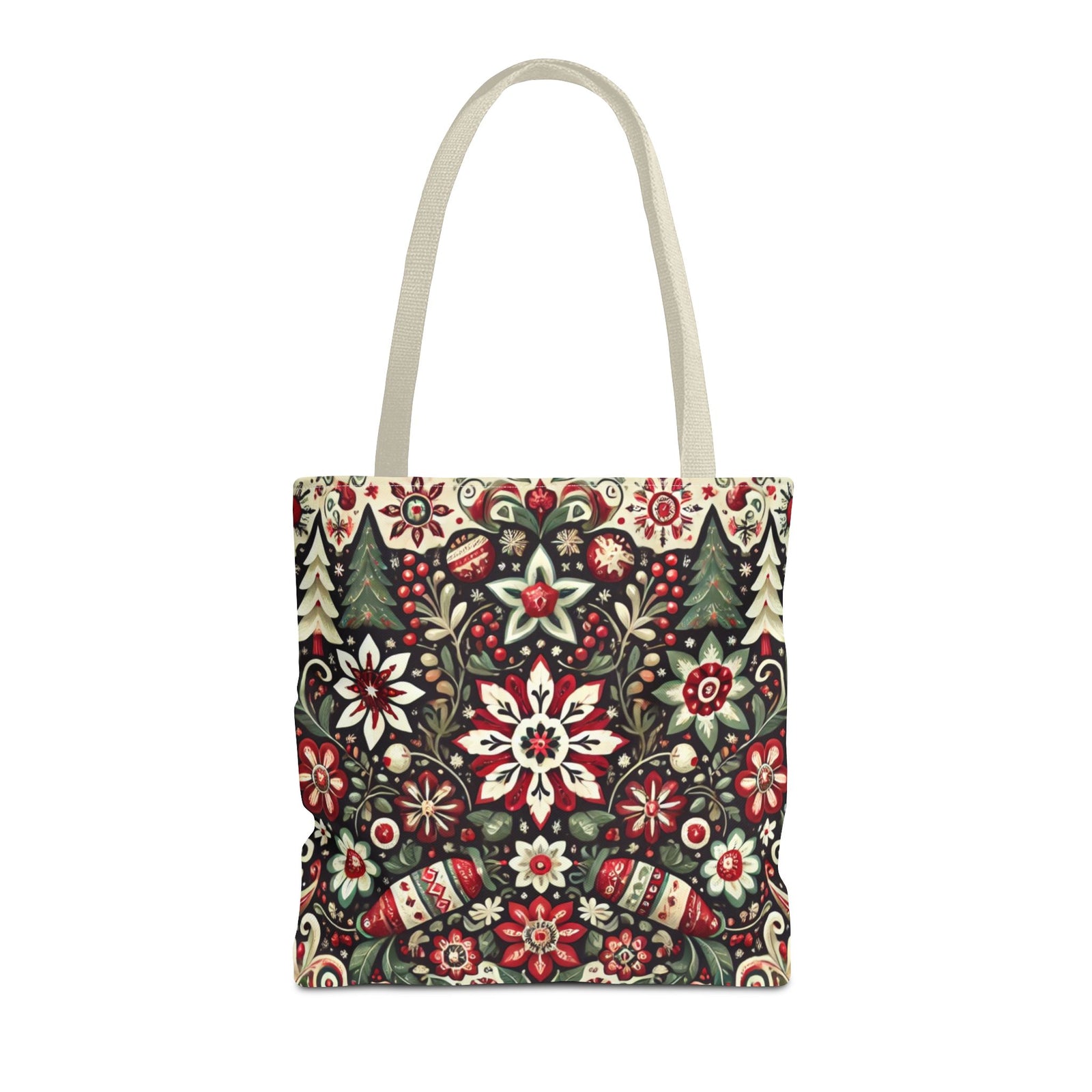 Antique Holiday Retro Christmas Folk Art Tote Bag
