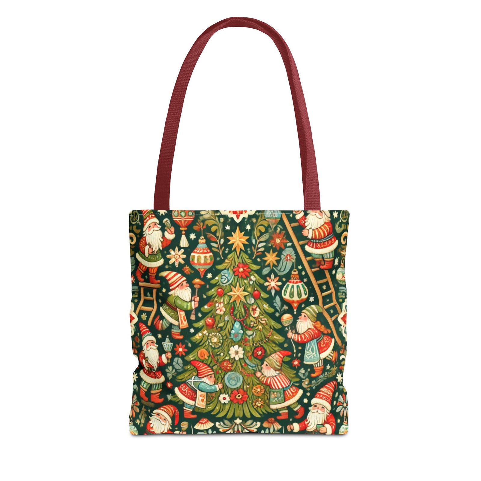 Christmas Gnomes Decorating Tree Holiday Tote Bag