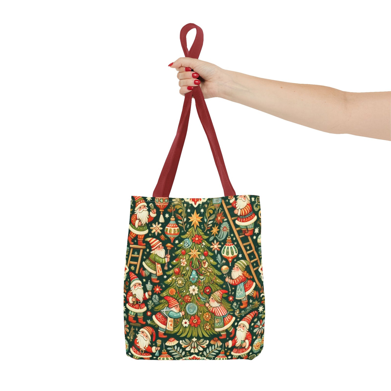 Christmas Gnomes Decorating Tree Holiday Tote Bag