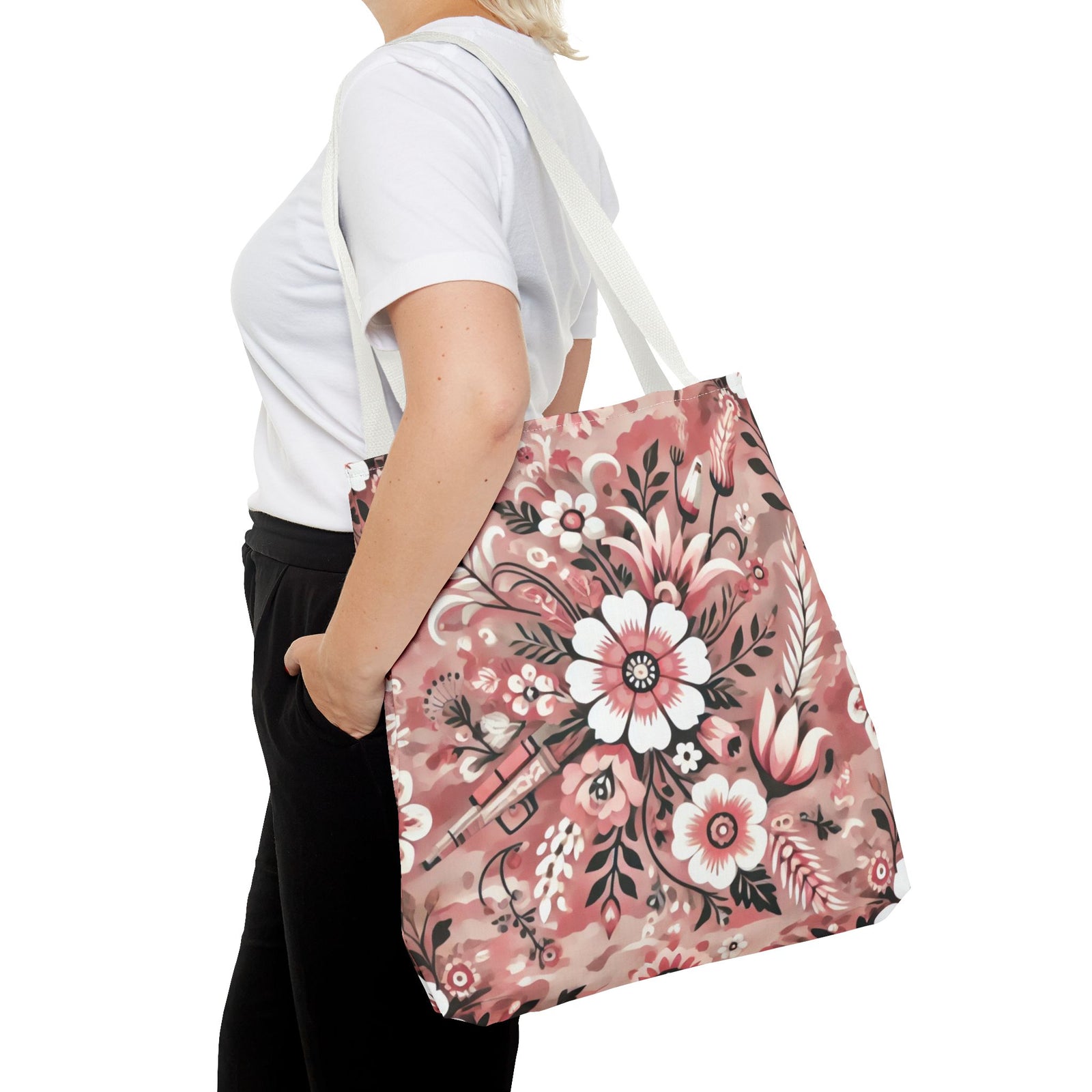 Pink Camouflage Floral Pattern Tote Bag