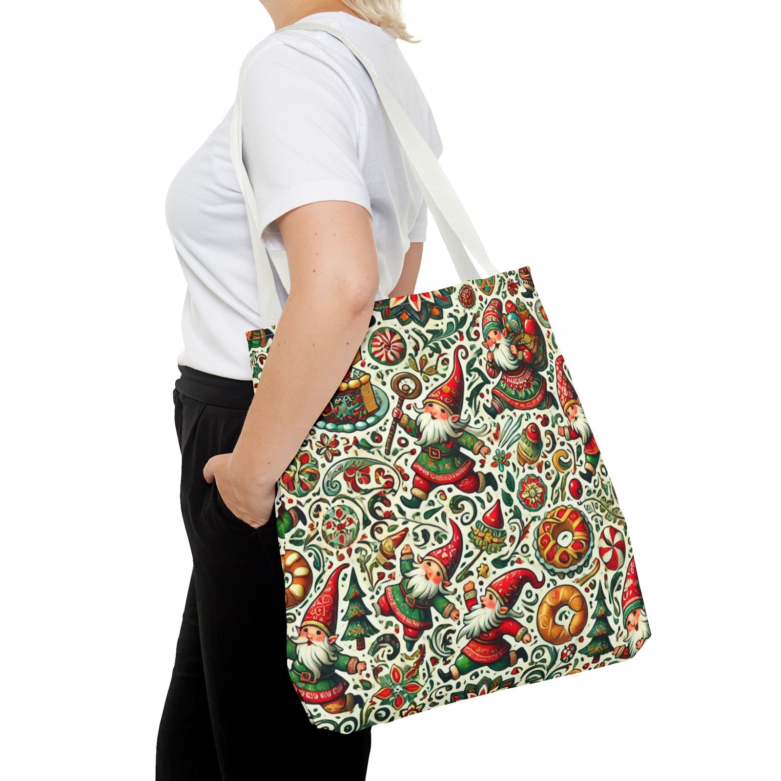 Christmas Gnomes Food Fight Whimsical Holiday Tote Bag