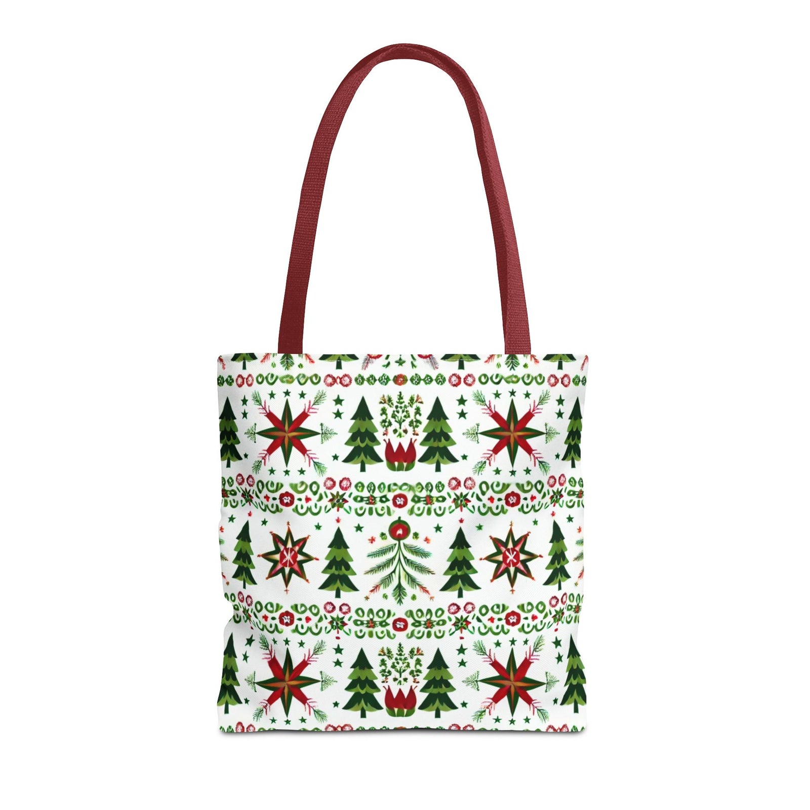 Polish Christmas Folk Art Pattern Stars Pines & Florals Tote Bag