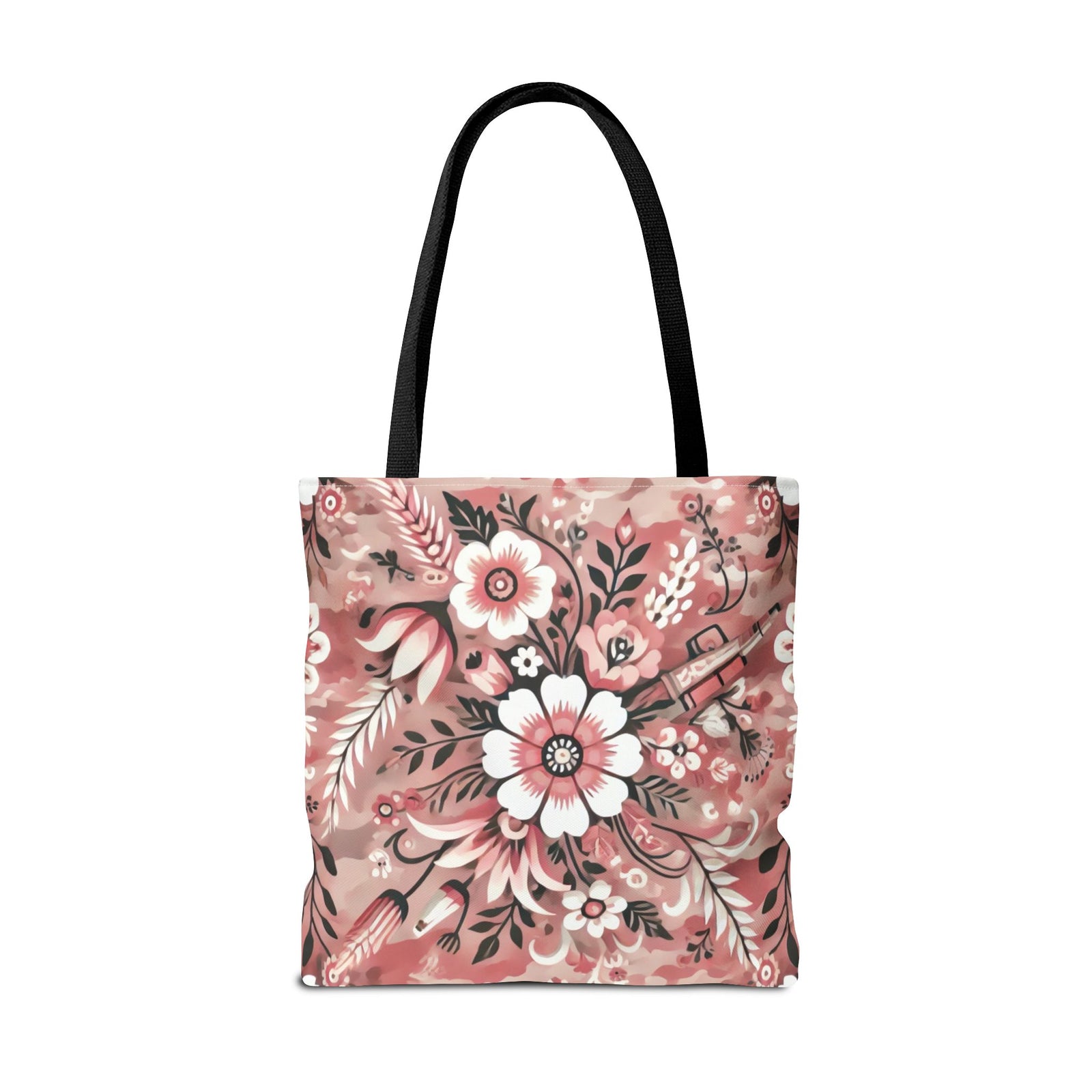 Pink Camouflage Floral Pattern Tote Bag