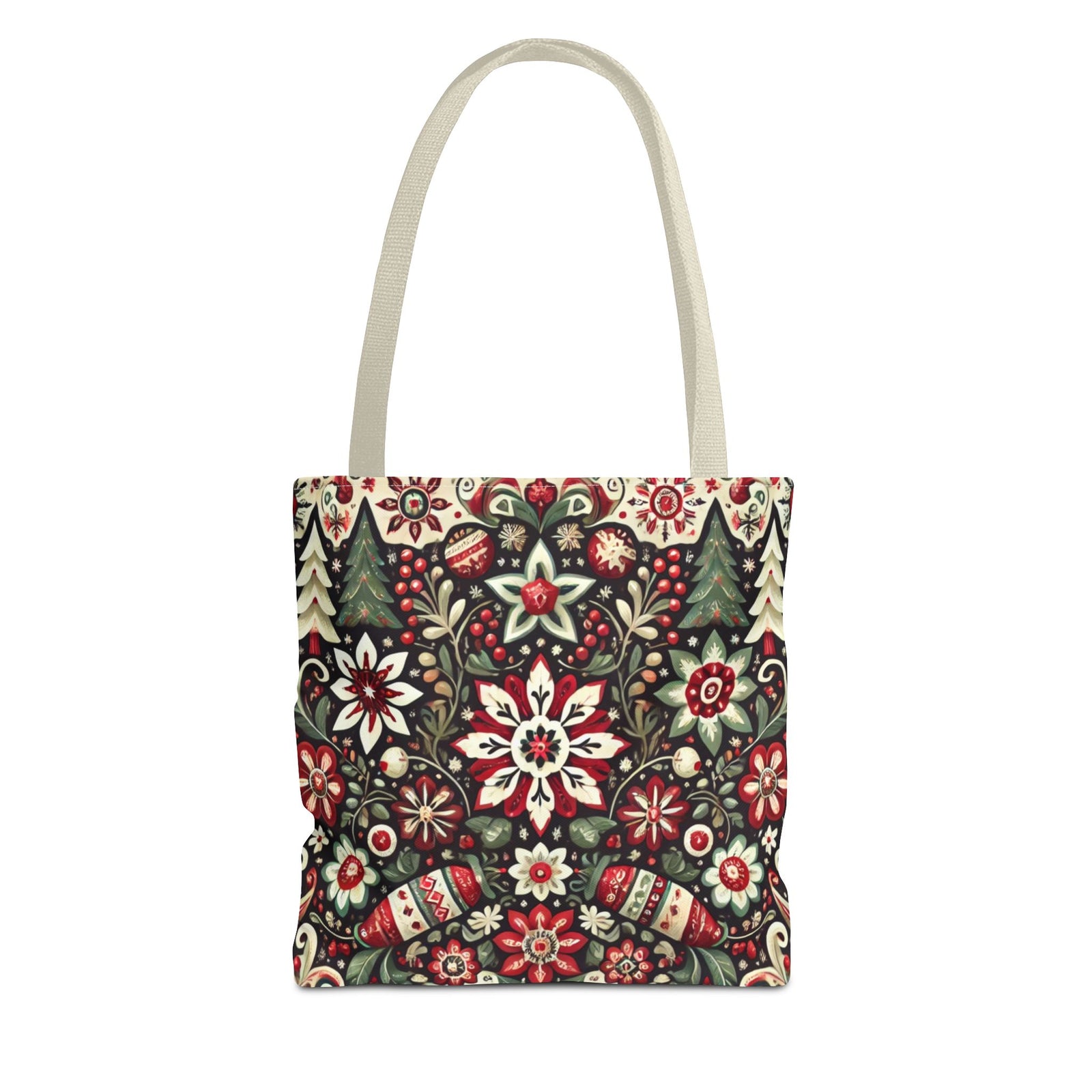 Antique Holiday Retro Christmas Folk Art Tote Bag