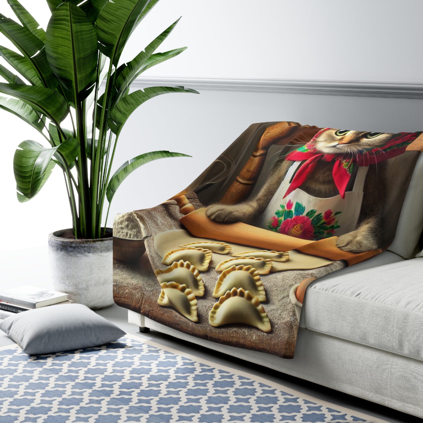Pierogi Cat Sherpa Fleece Blanket