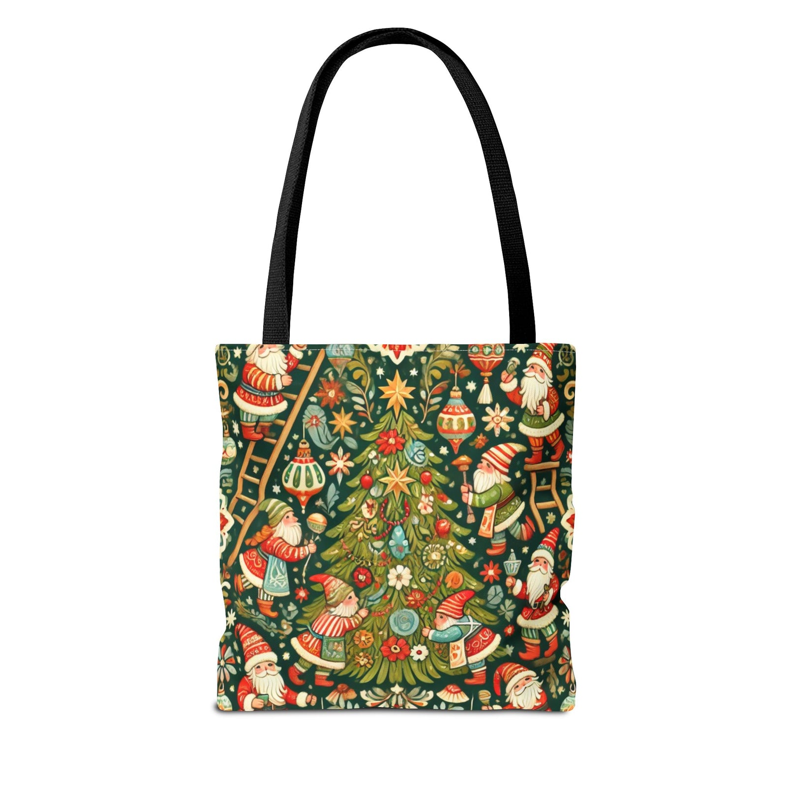 Christmas Gnomes Decorating Tree Holiday Tote Bag