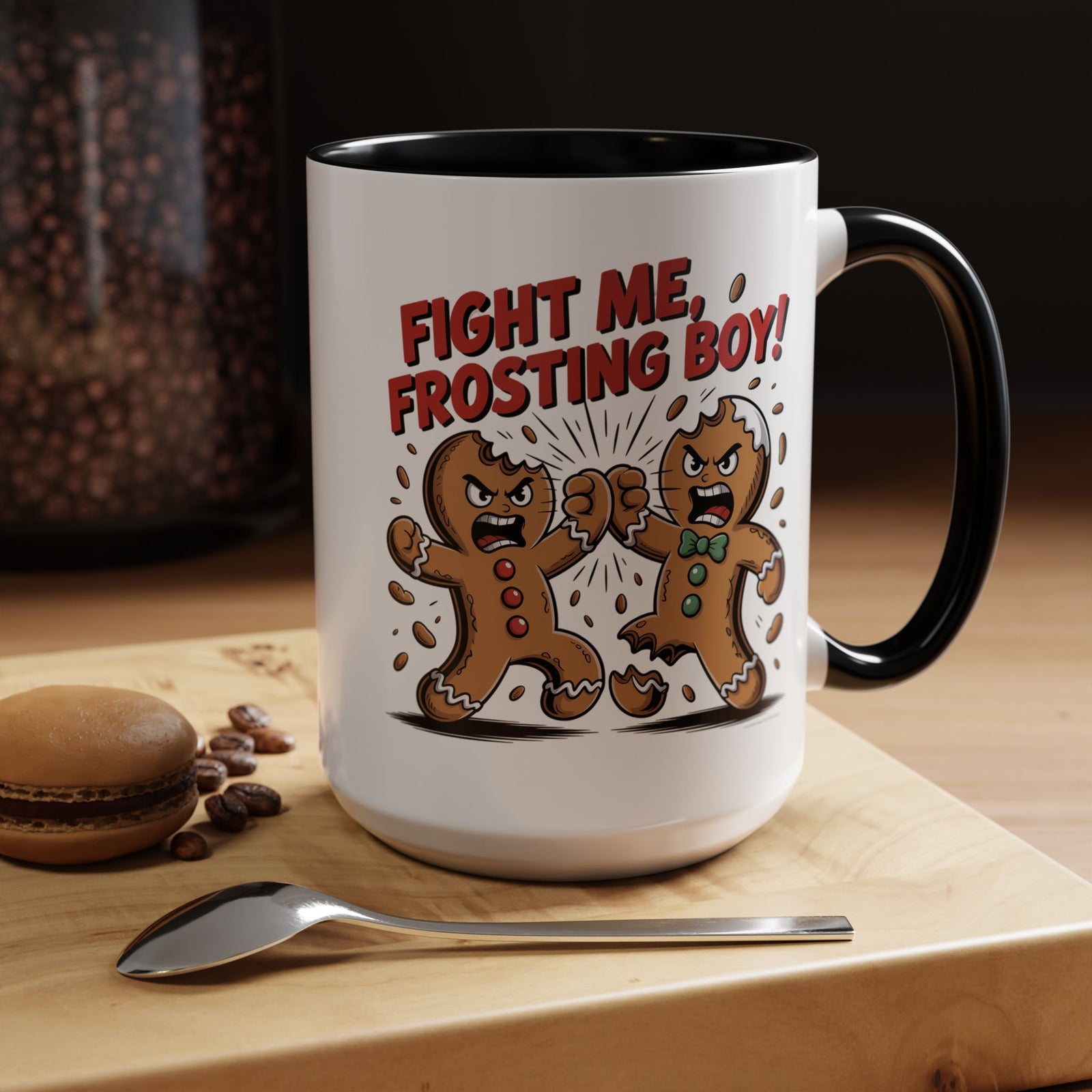 Funny Gingerbread Man Fight Me Frosting Boy Coffee Mug With Color Inside