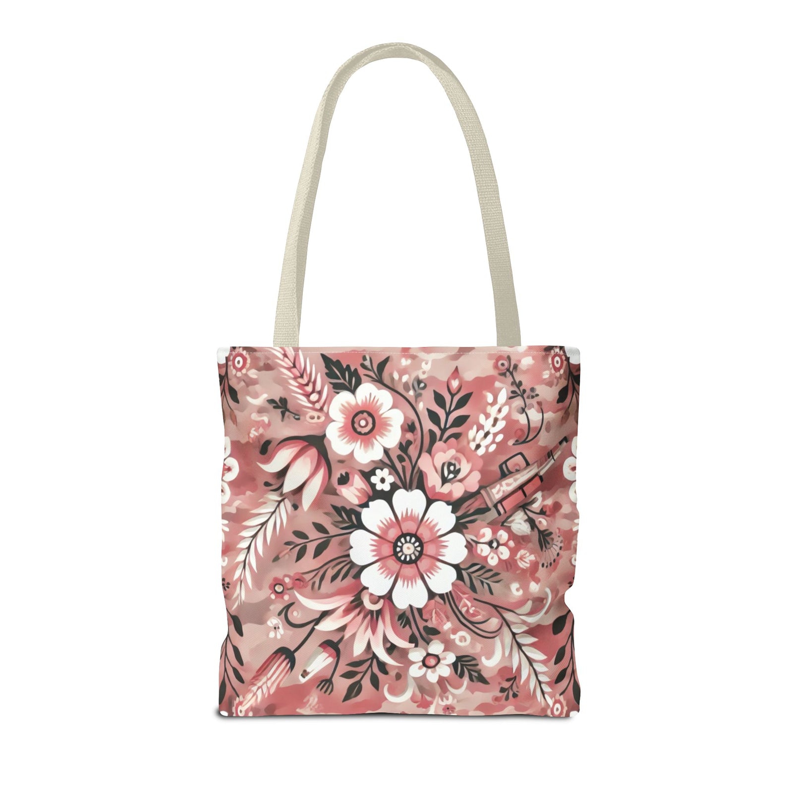 Pink Camouflage Floral Pattern Tote Bag