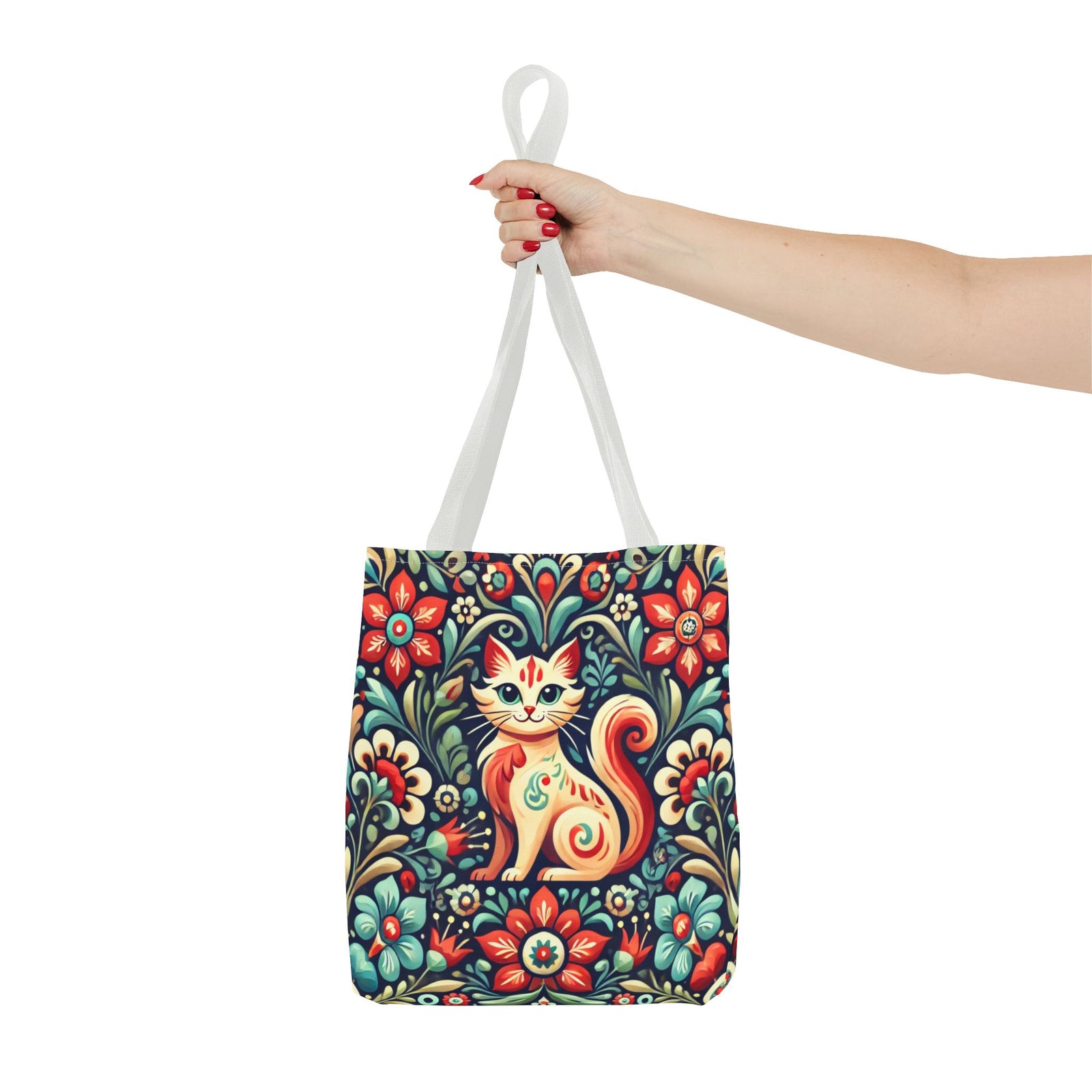 Orange Cat Folk Art Tote Bag