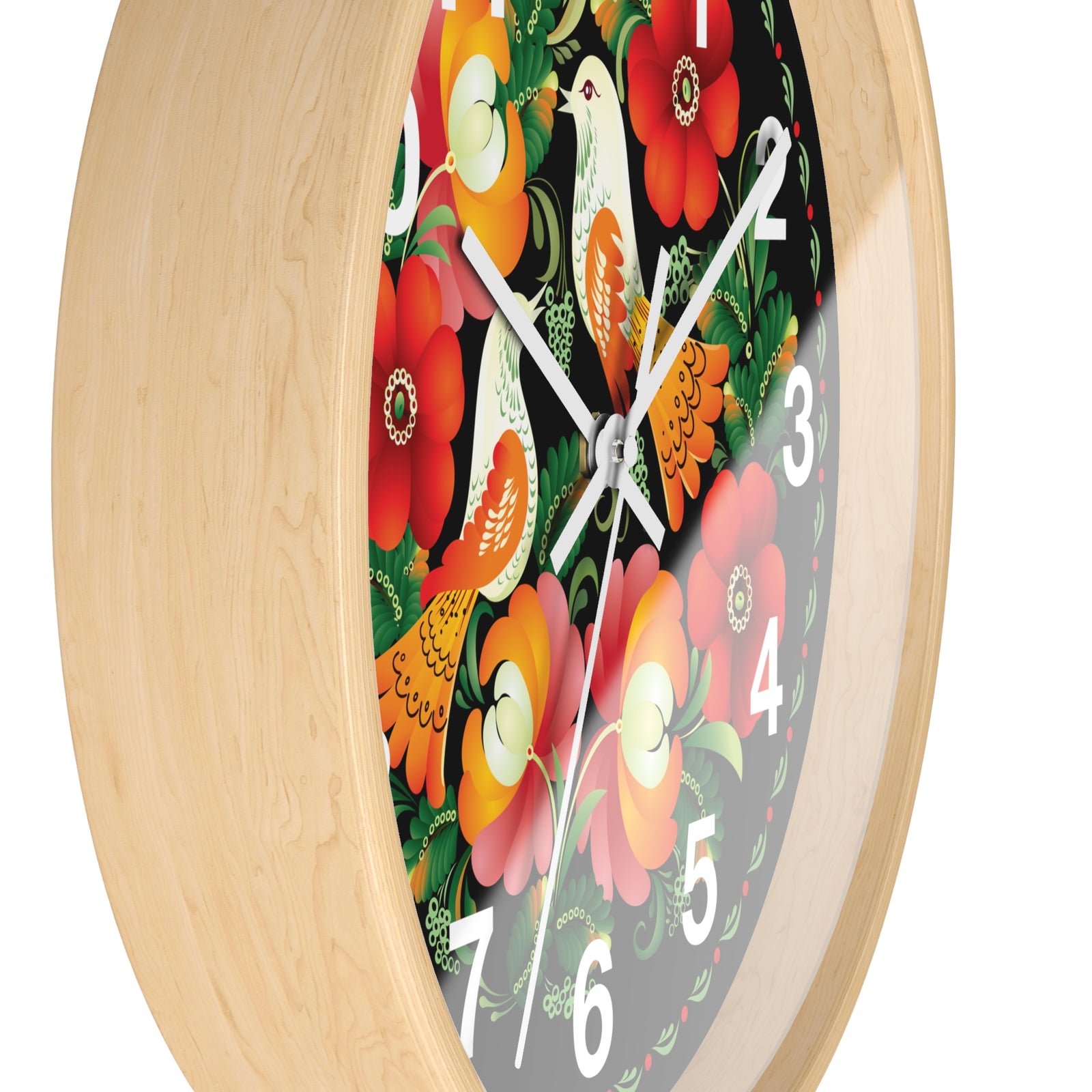 Folk Art Love Birds Wall Clock