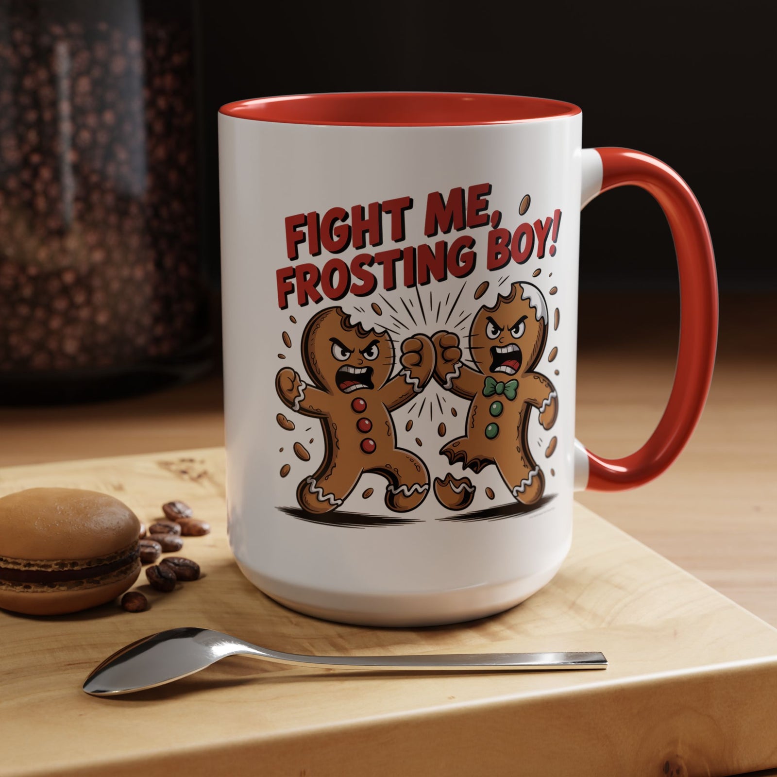 Funny Gingerbread Man Fight Me Frosting Boy Coffee Mug With Color Inside