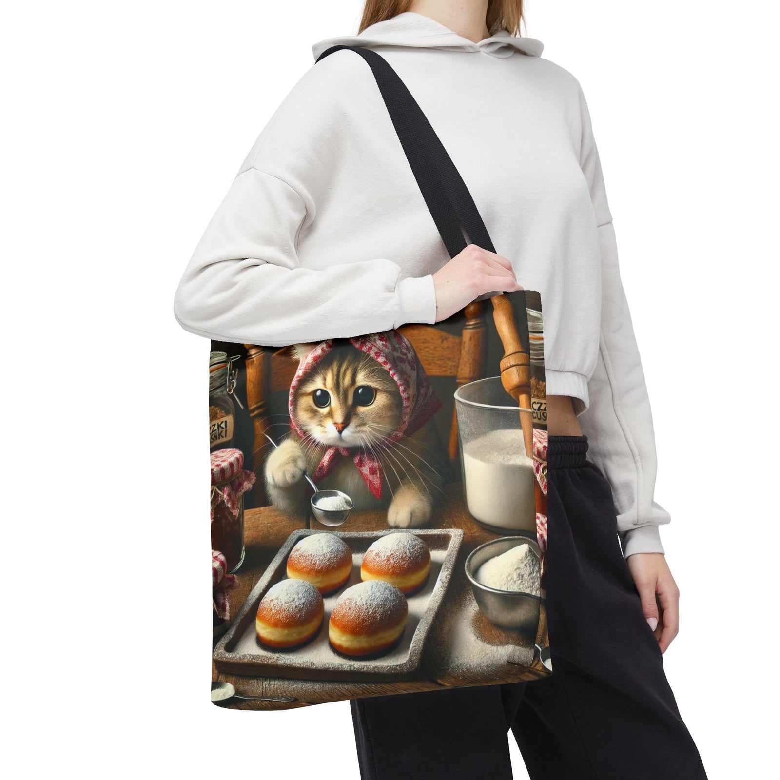 Cute Polish Cat Making Paczki Tote Bag