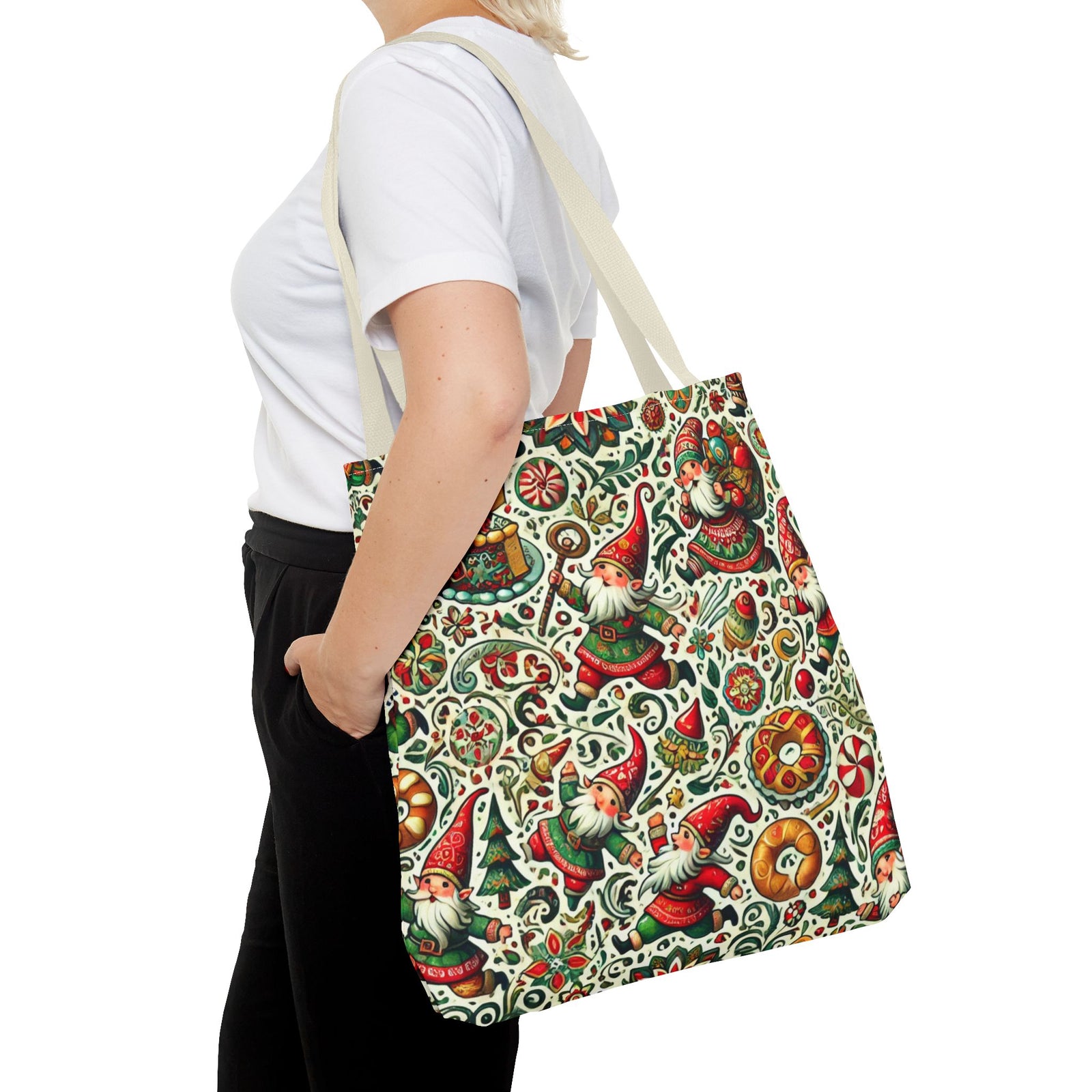 Christmas Gnomes Food Fight Whimsical Holiday Tote Bag