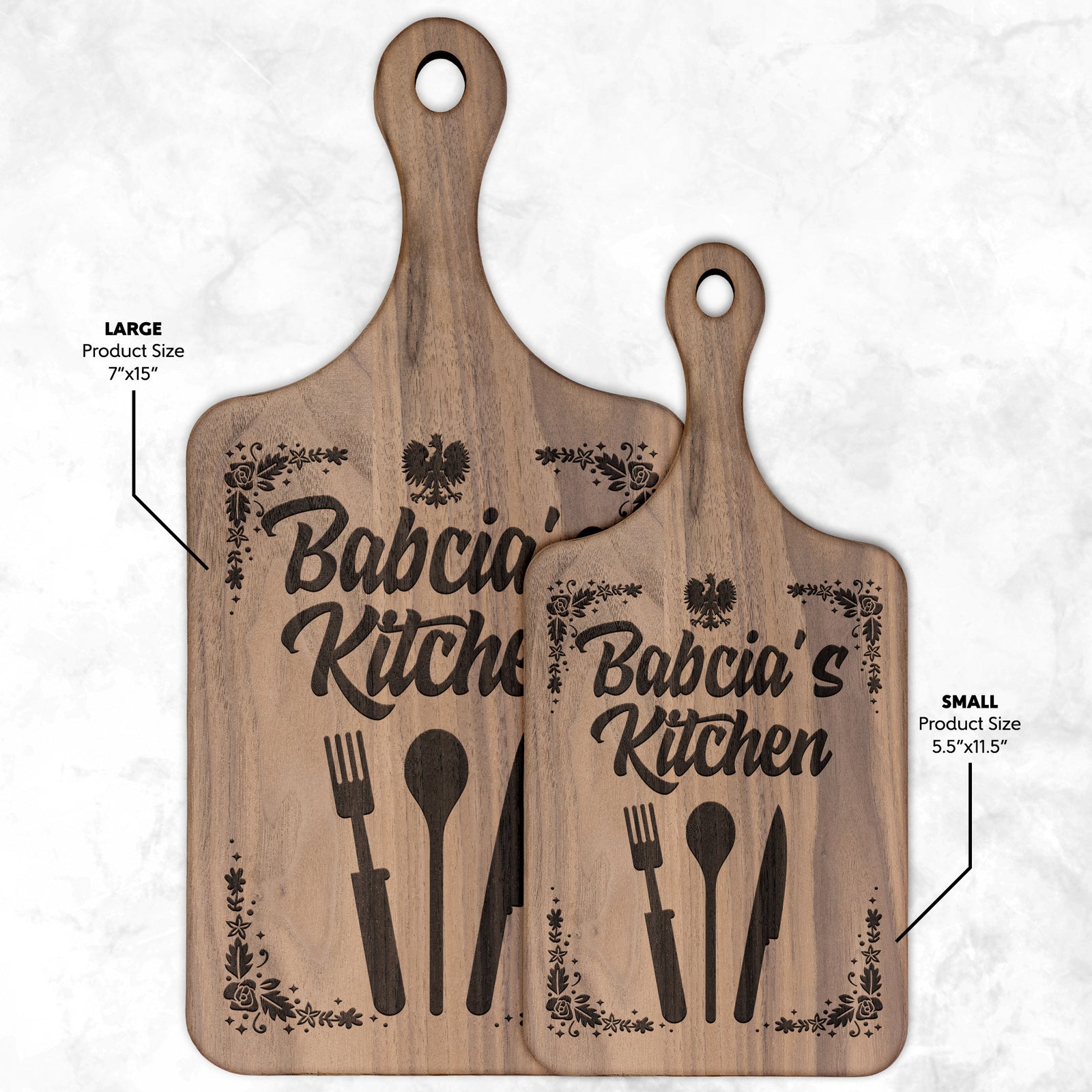 Babcia's Kitchen Hardwood Paddle Cutting Board Kitchenware teelaunch Small Walnut