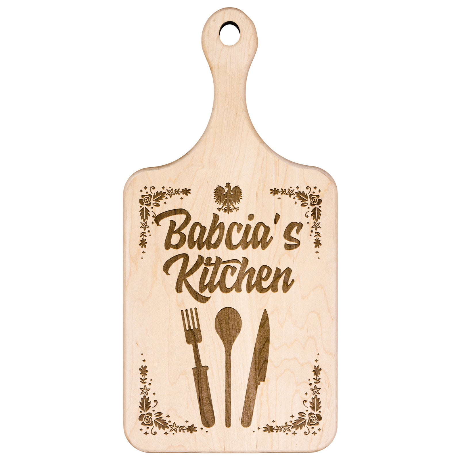 Babcia's Kitchen Hardwood Paddle Cutting Board Kitchenware teelaunch
