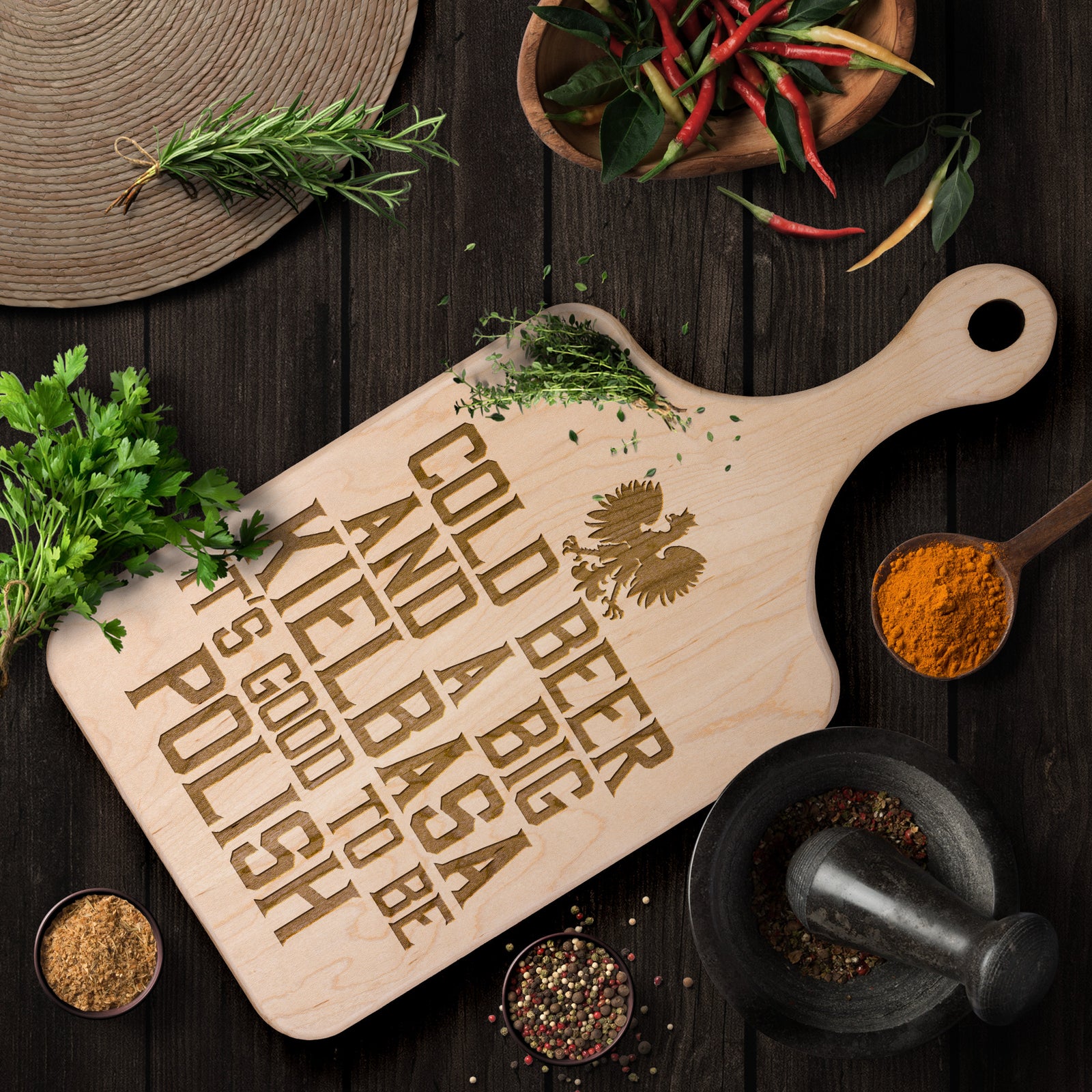 Cold Beer Big Kielbasa Hardwood Paddle Cutting Board Kitchenware teelaunch
