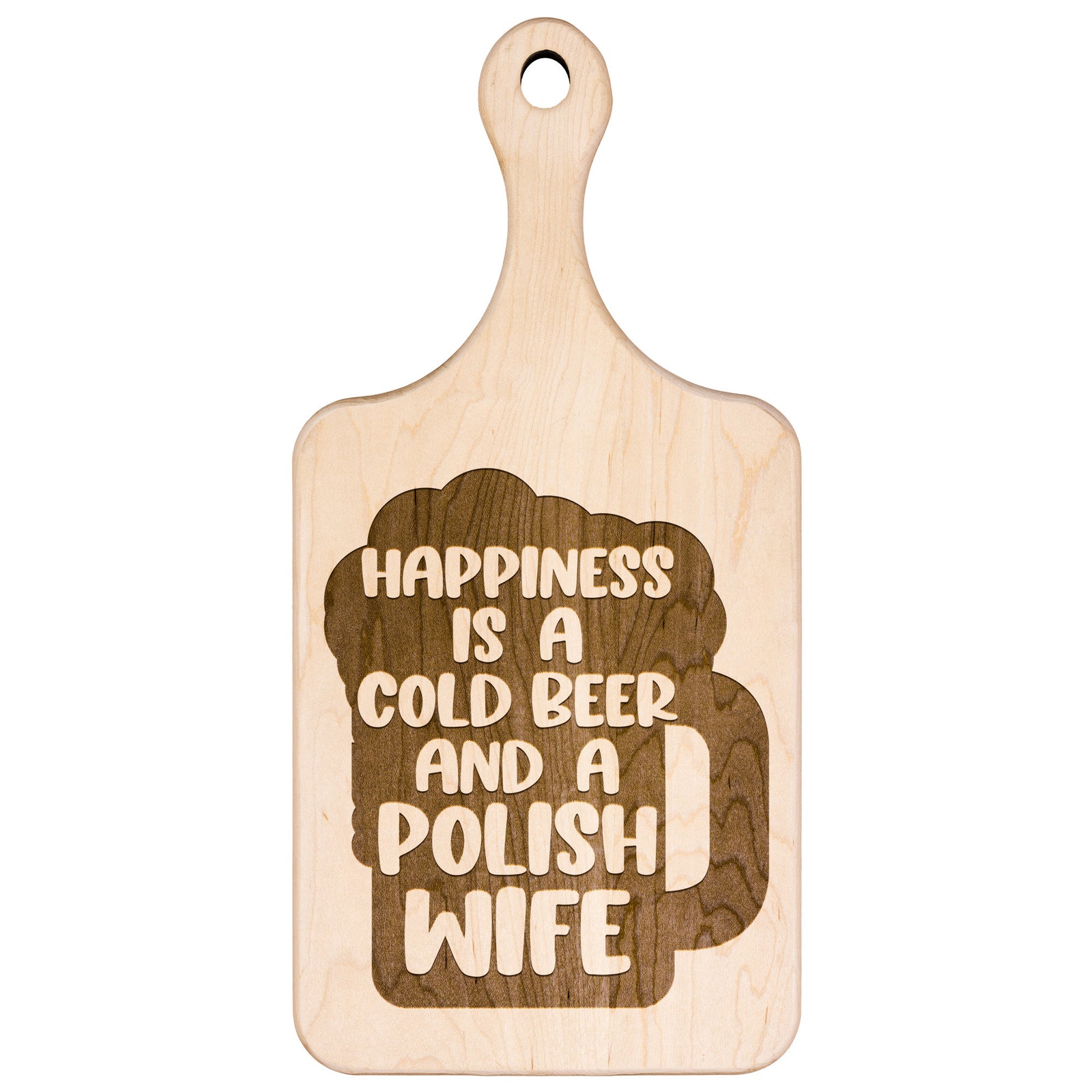 Cold Beer Polish Wife Hardwood Paddle Cutting Board Kitchenware teelaunch