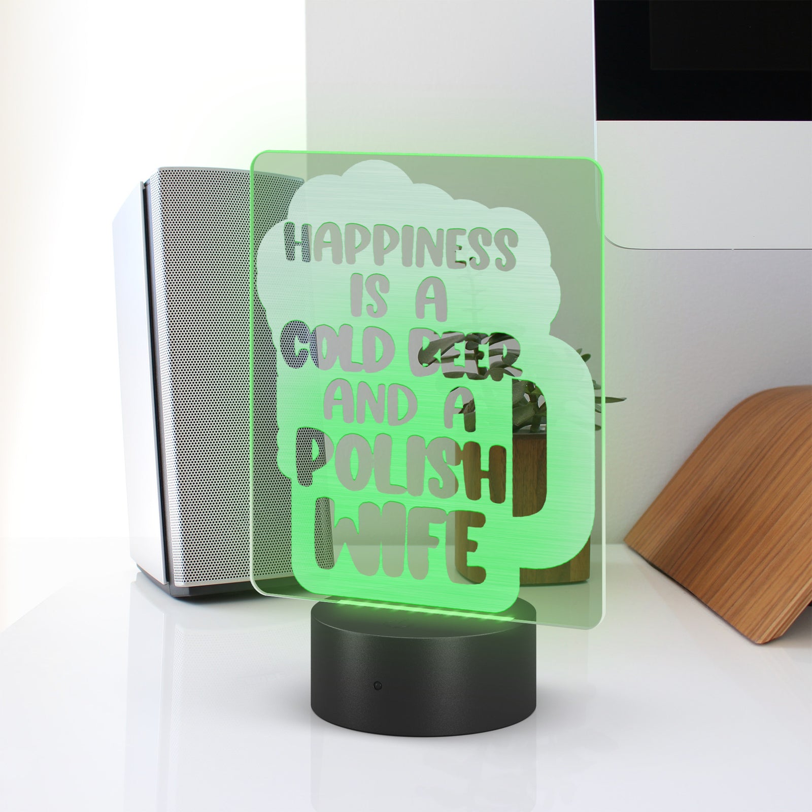Cold Beer Polish Wife Rectangle Acrylic LED Sign LED Signs teelaunch
