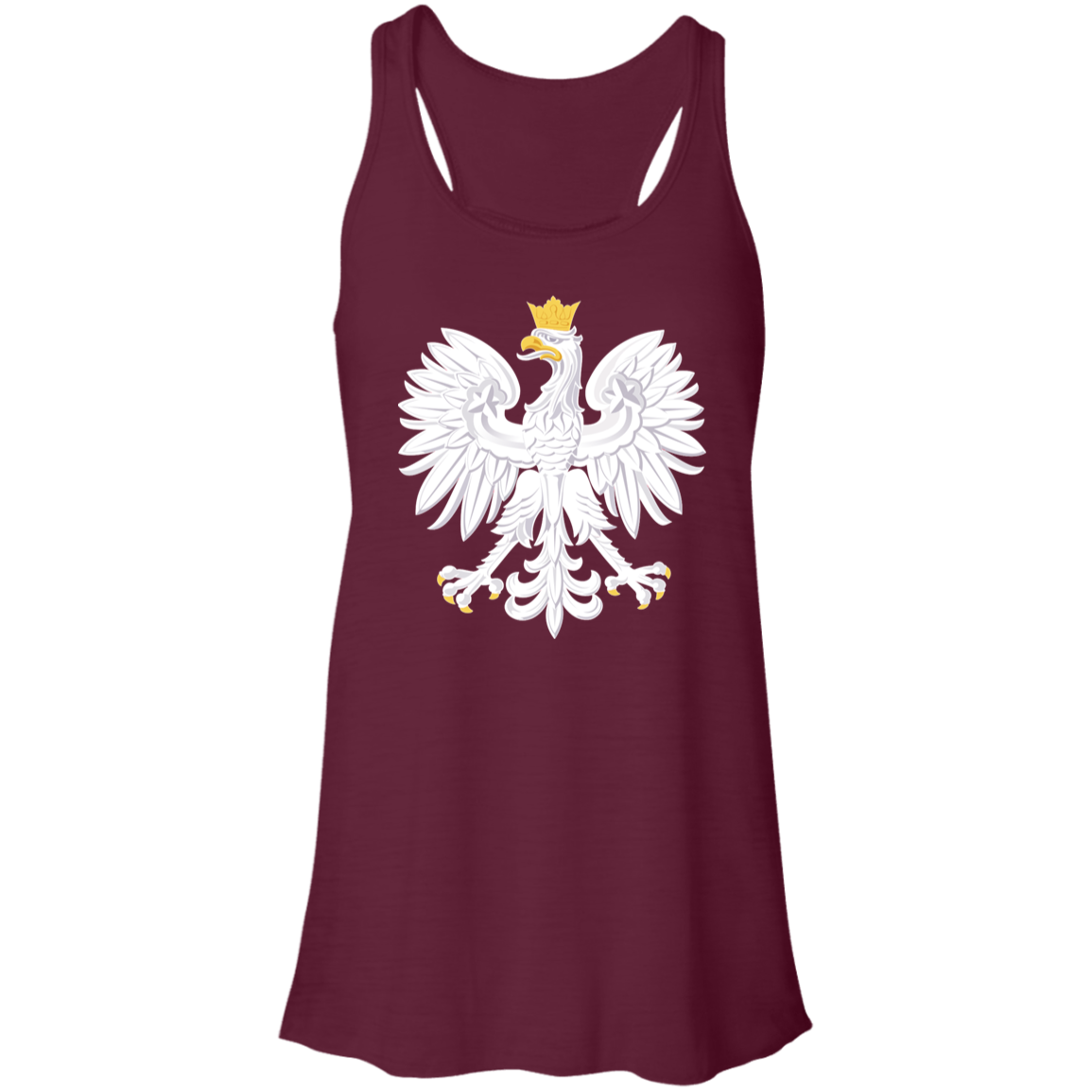 Polish Eagle Ladies Flowy Racerback Tank T-Shirts CustomCat Maroon X-Small