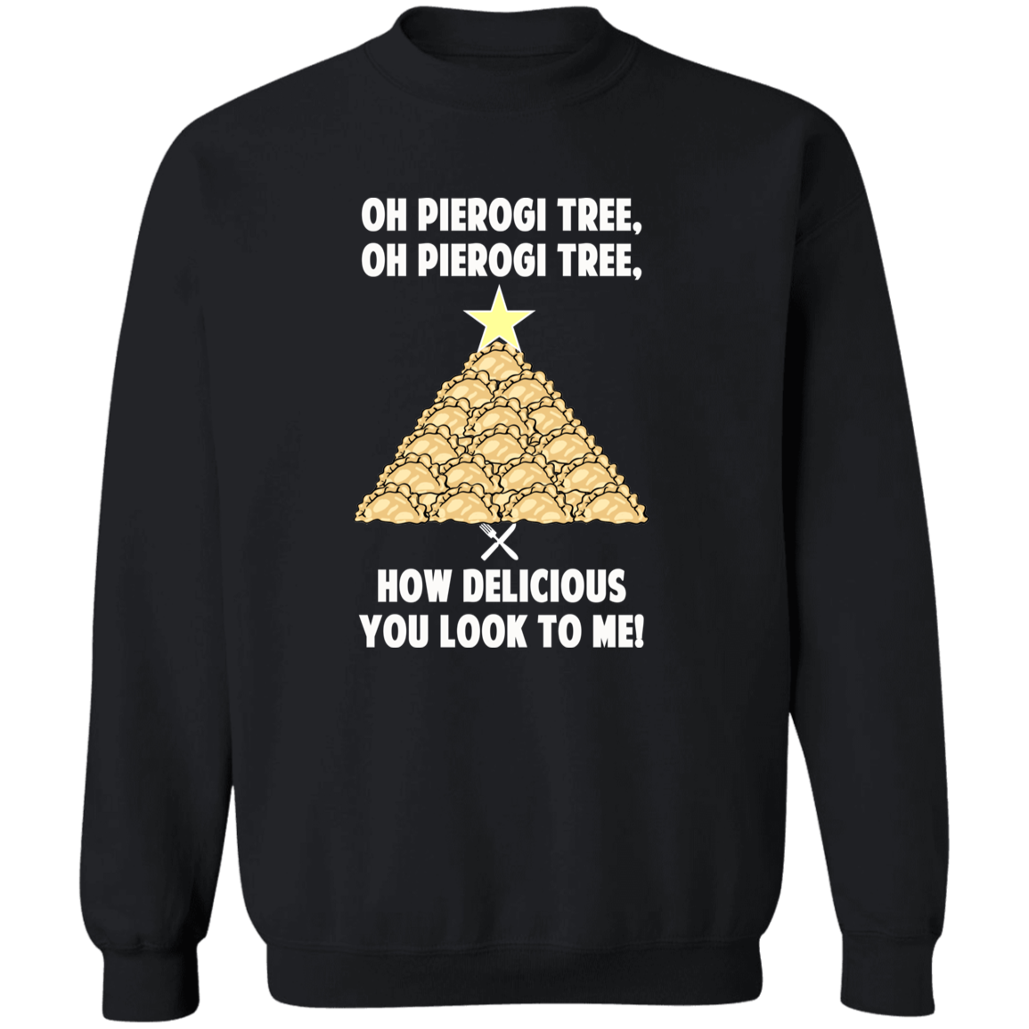 Oh Pierogi Tree Sweatshirt - The Original Sweatshirts CustomCat Black S