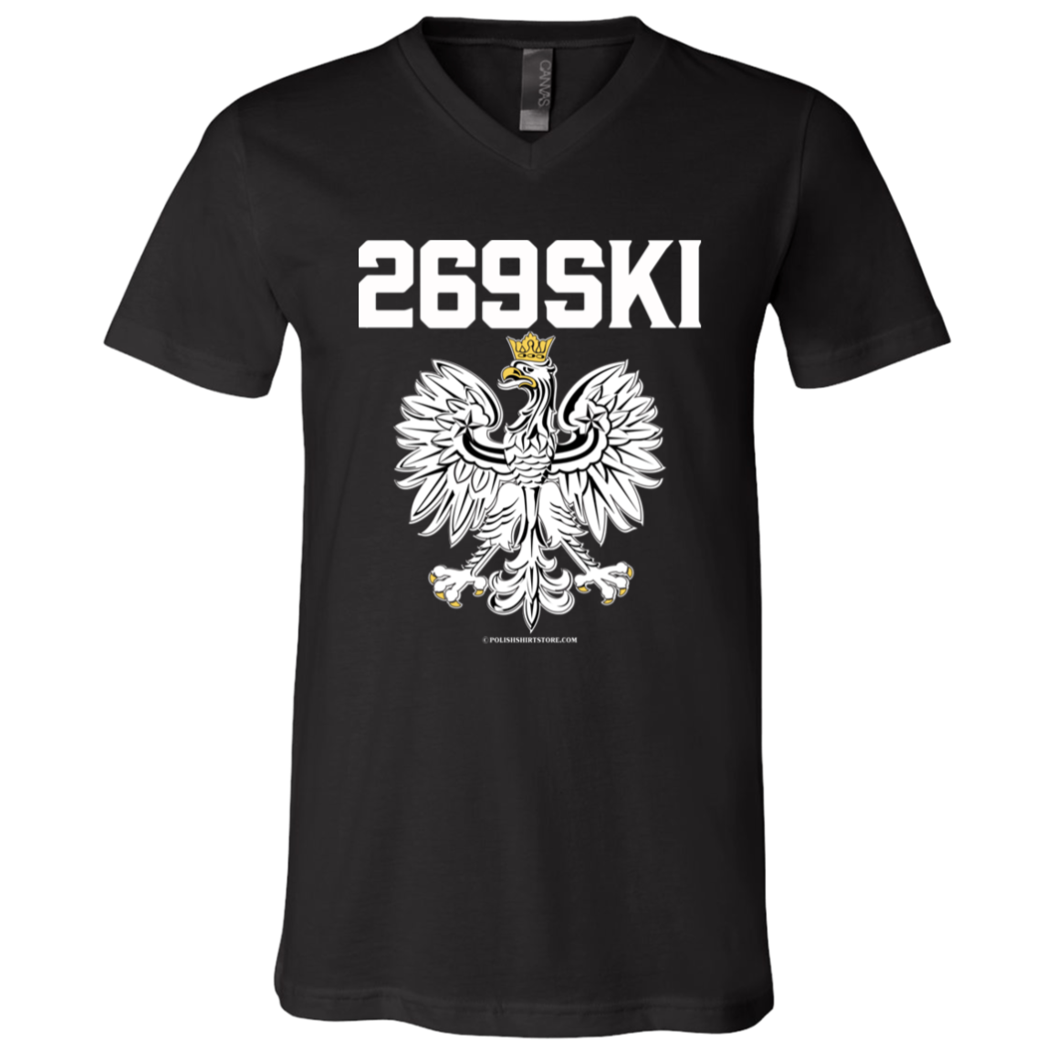 Kalamazoo Michigan | 269 Area Code | 269SKI Apparel CustomCat 3005 Unisex Jersey SS V-Neck T-Shirt Black X-Small