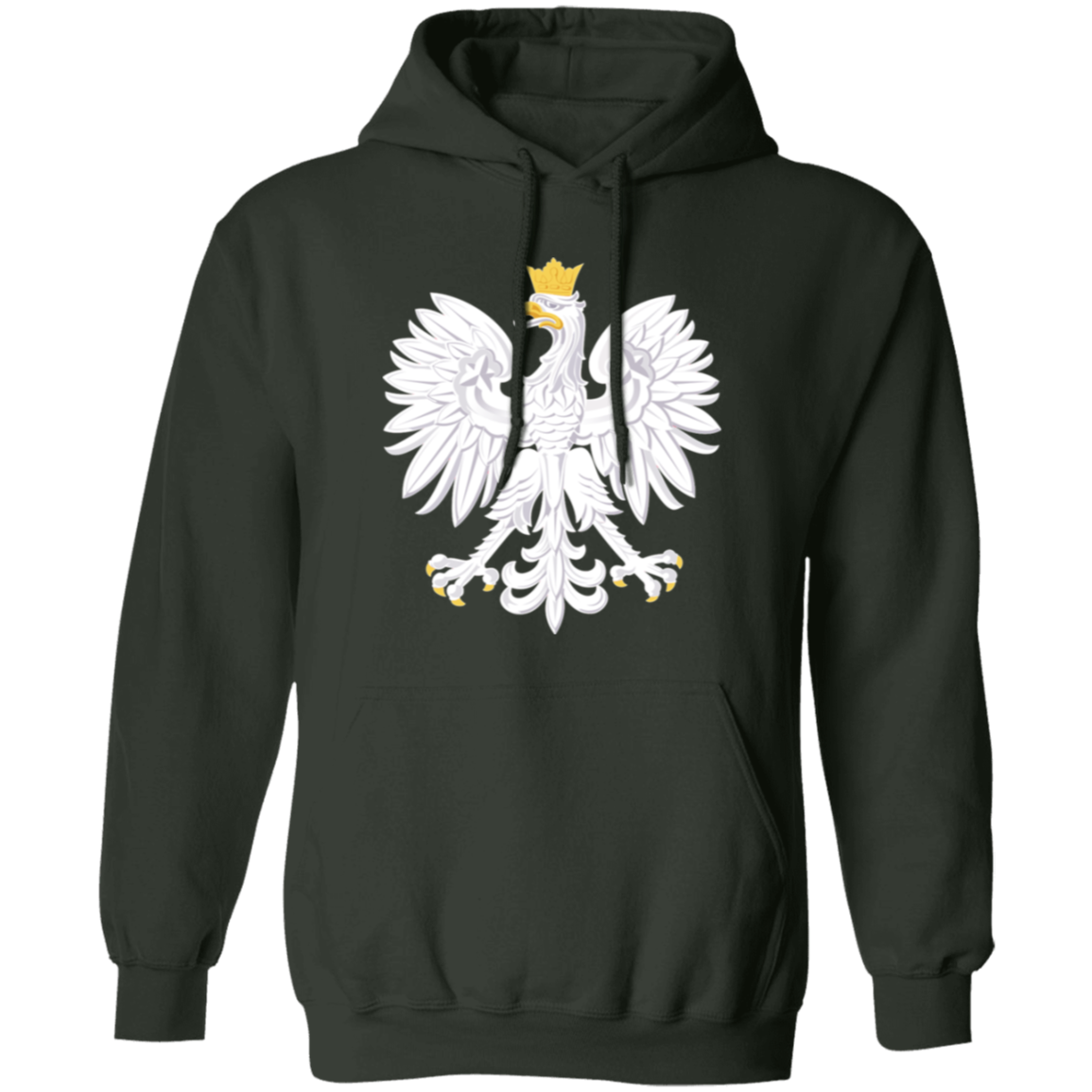 Polish Eagle Hoodie Sweatshirts CustomCat Forest Green S