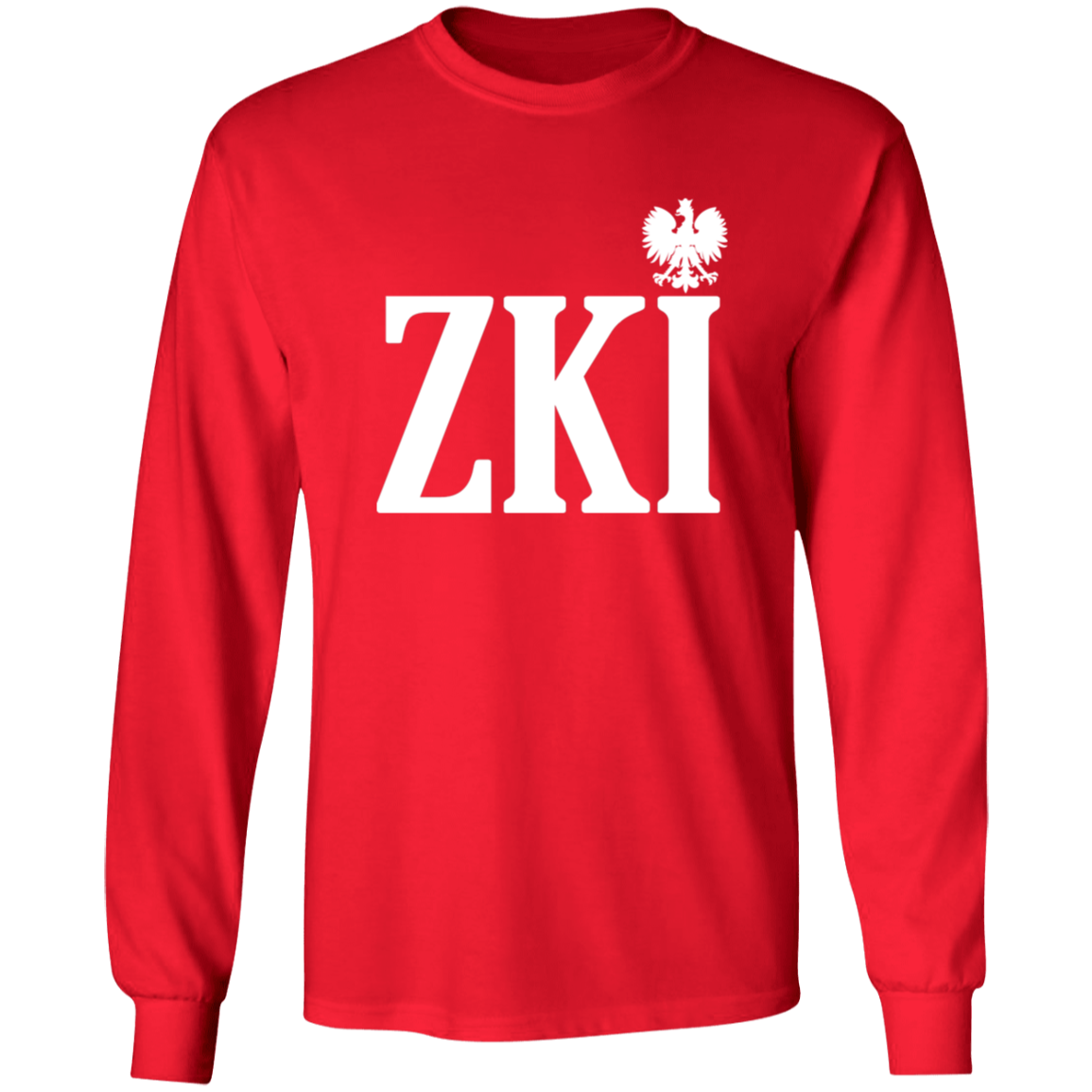 ZKI Polish Surname Ending Apparel CustomCat G240 LS Ultra Cotton T-Shirt Red S