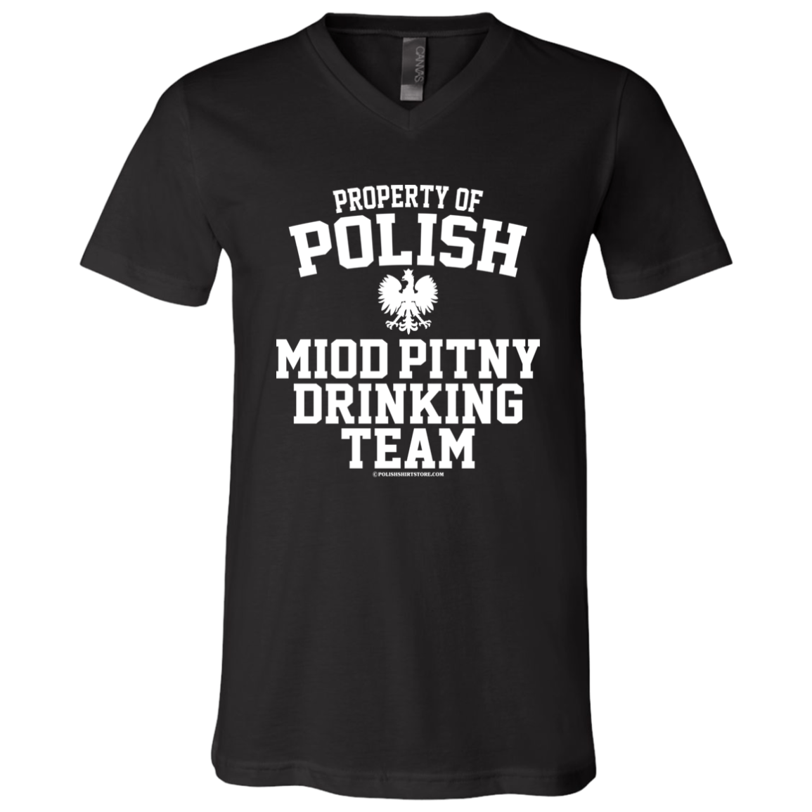 Property of Polish Miod Pitny Drinking Team Apparel CustomCat 3005 Unisex Jersey SS V-Neck T-Shirt Black X-Small