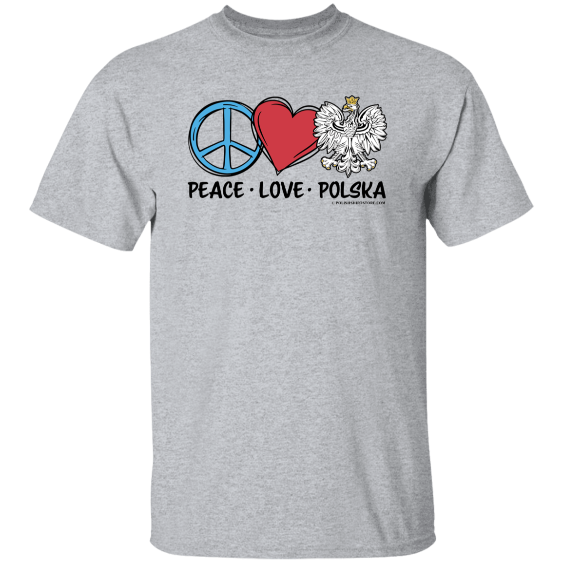Peace Love Polska T-Shirts CustomCat Sport Grey S