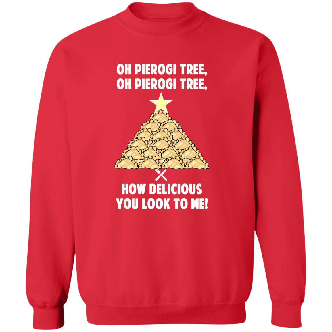 Oh Pierogi Tree Sweatshirt - The Original Sweatshirts CustomCat Red S