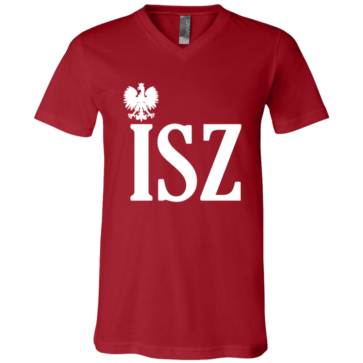 ISZ Polish Surname Ending Apparel CustomCat 3005 Unisex Jersey SS V-Neck T-Shirt Canvas Red X-Small