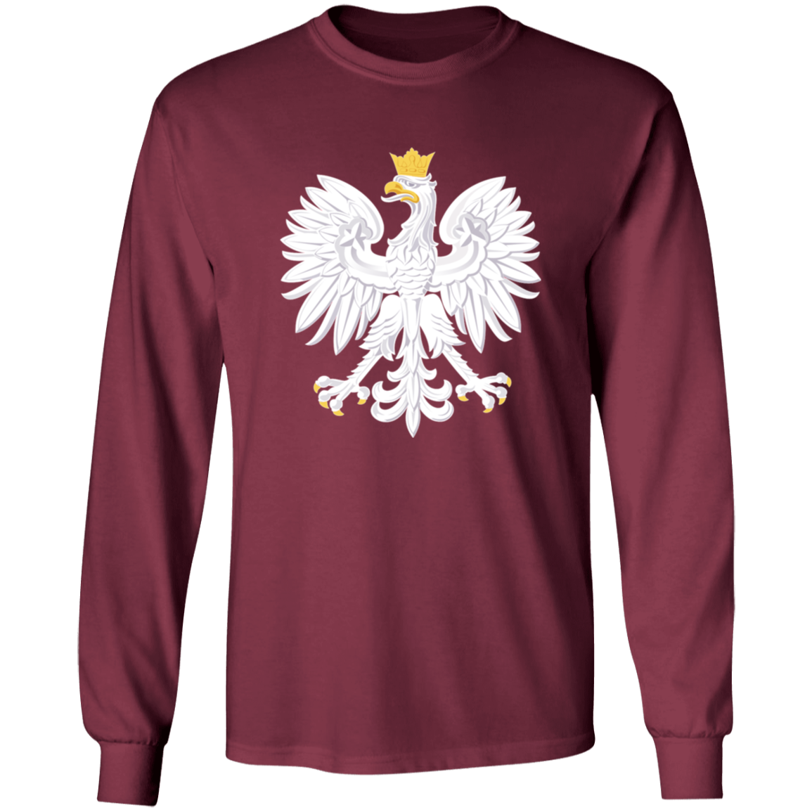 Polish Eagle Long Sleeve Shirt T-Shirts CustomCat Maroon S