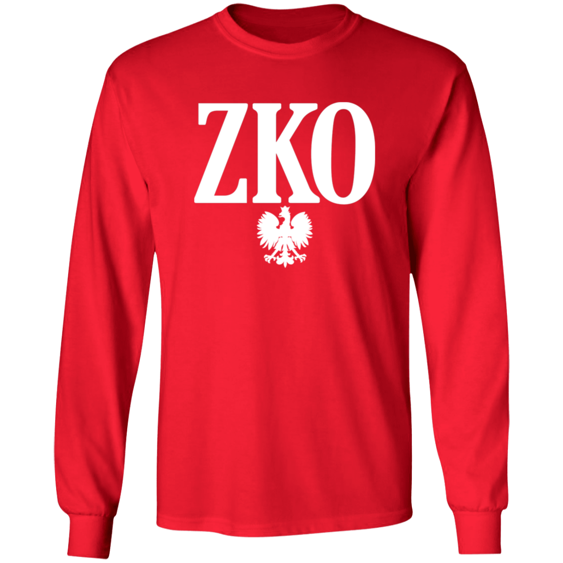 ZKO Polish Surname Ending Apparel CustomCat G240 LS Ultra Cotton T-Shirt Red S