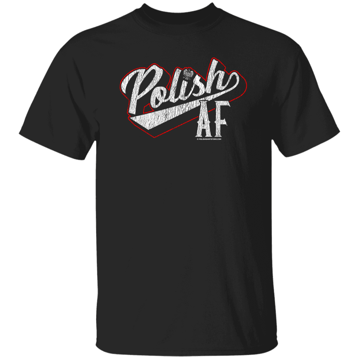 Polish AF With Red Outline Apparel CustomCat G500 5.3 oz. T-Shirt Black S