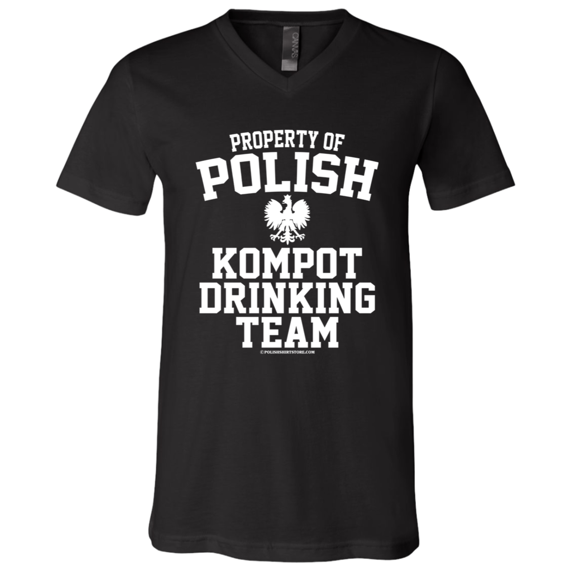 Property of Polish Kompot Drinking Team Apparel CustomCat 3005 Unisex Jersey SS V-Neck T-Shirt Black X-Small