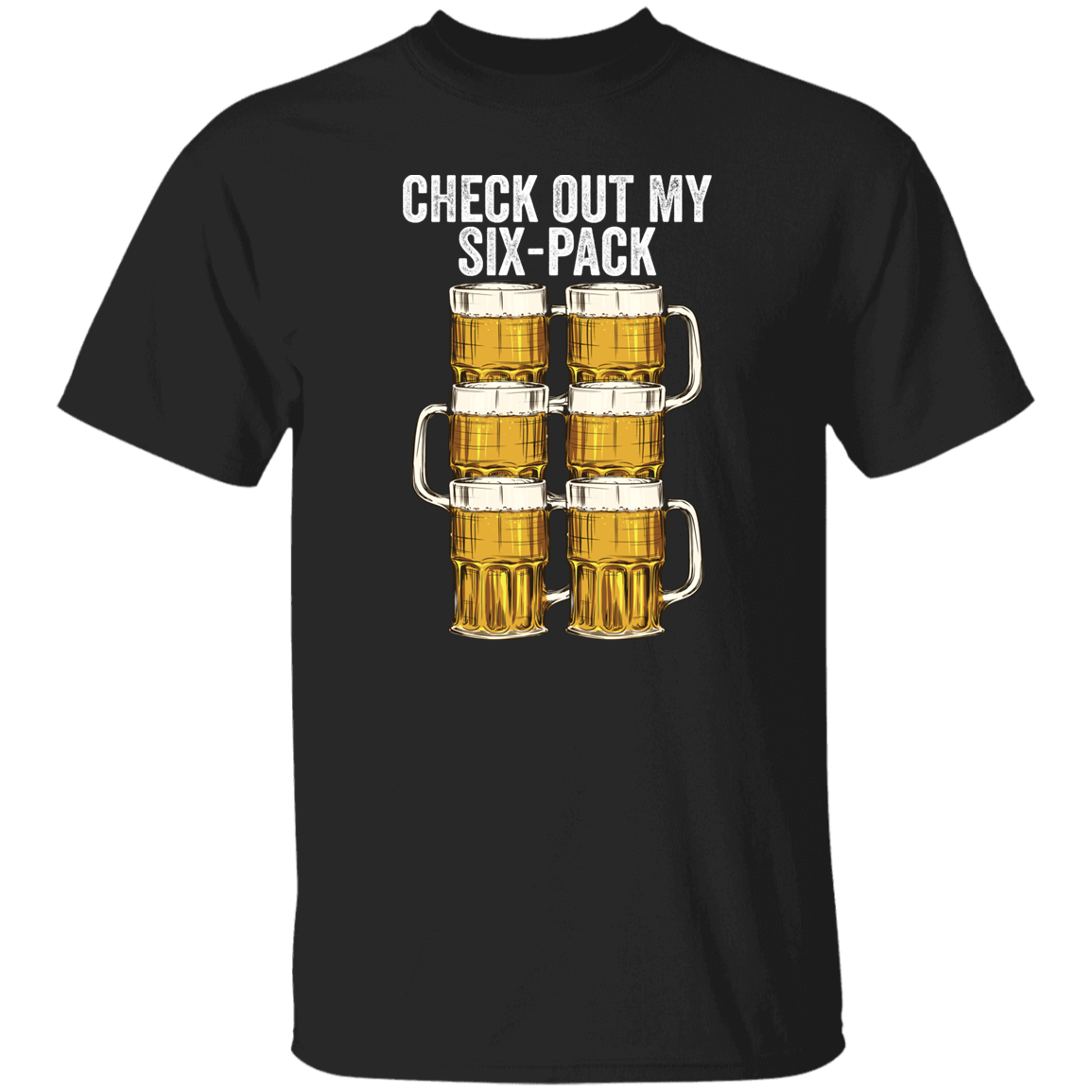 Check Out My Six Pack Beer Apparel CustomCat G500 5.3 oz. T-Shirt Black S