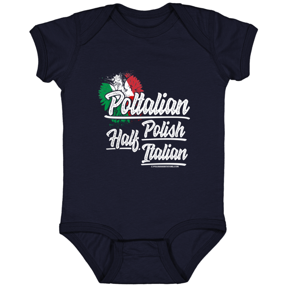 Half Polish Half Italian Poltalian Infant Bodysuit Baby CustomCat Navy Newborn
