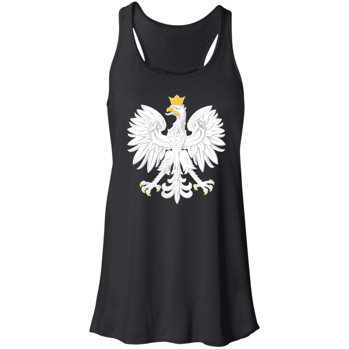 Polish Eagle Ladies Flowy Racerback Tank T-Shirts CustomCat Black X-Small
