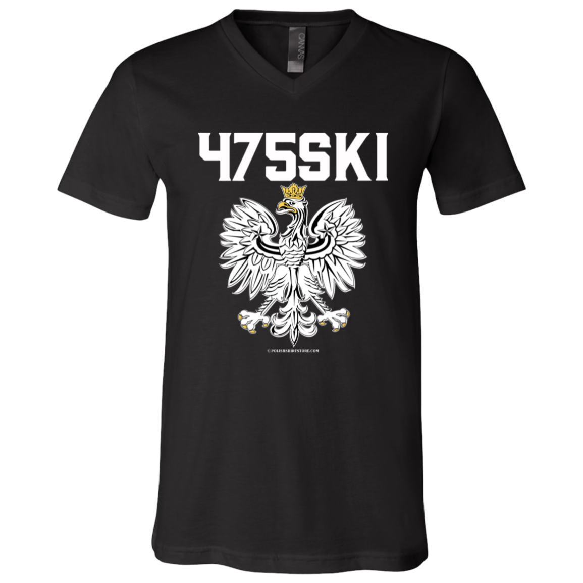 Bridgeport Connecticut 475SKI Apparel CustomCat 3005 Unisex Jersey SS V-Neck T-Shirt Black X-Small