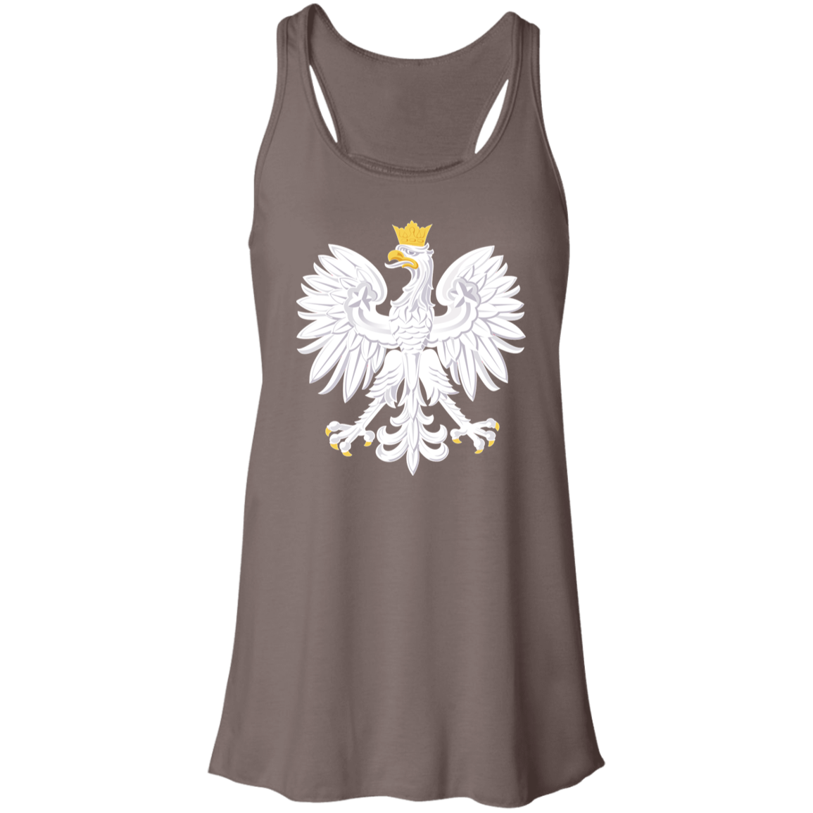 Polish Eagle Ladies Flowy Racerback Tank T-Shirts CustomCat Pebble Brown X-Small