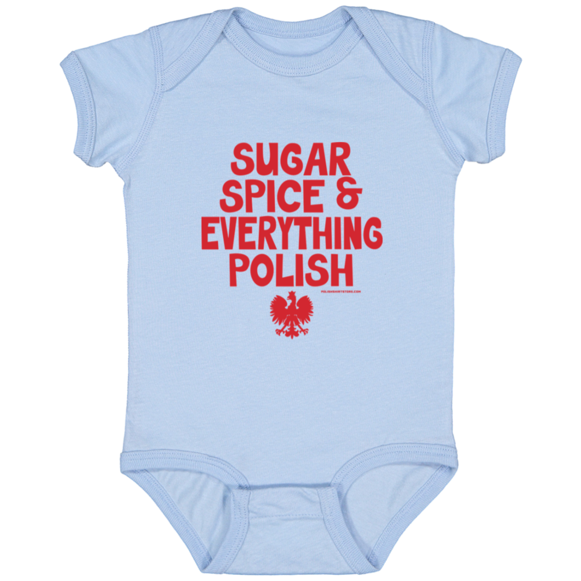 Sugar Spice & Everything Polish Infant Bodysuit Baby CustomCat Light Blue Newborn