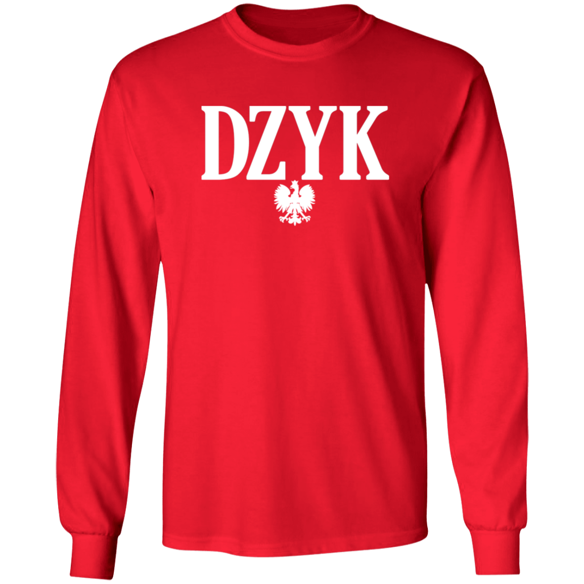 DZYK Polish Surname Ending Apparel CustomCat G240 LS Ultra Cotton T-Shirt Red S