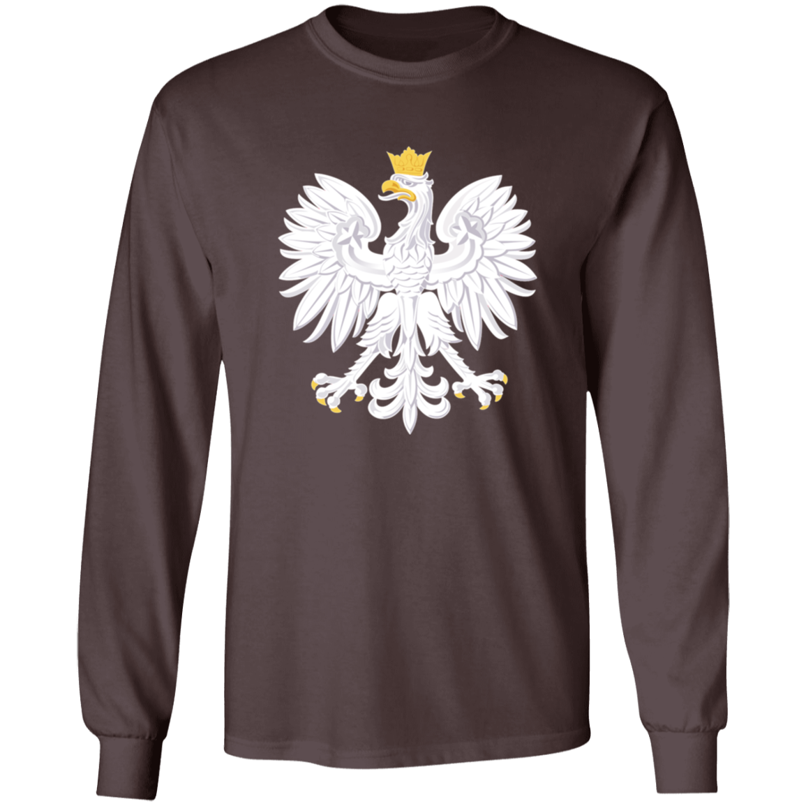 Polish Eagle Long Sleeve Shirt T-Shirts CustomCat Dark Chocolate S