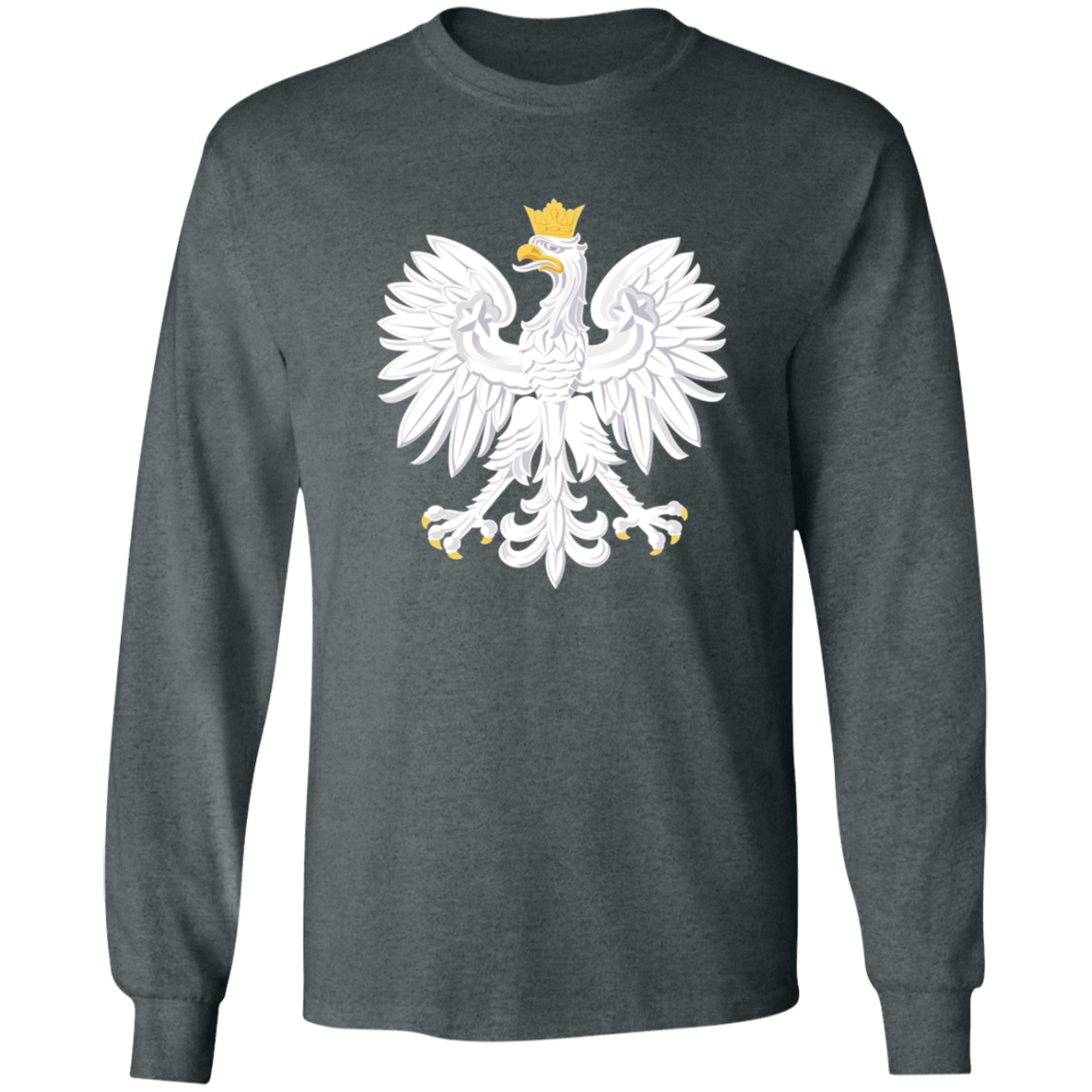 Polish Eagle Long Sleeve Shirt T-Shirts CustomCat Dark Heather S