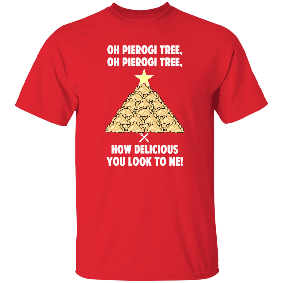 Pierogi Tree T-Shirt - The Original T-Shirts CustomCat Red S