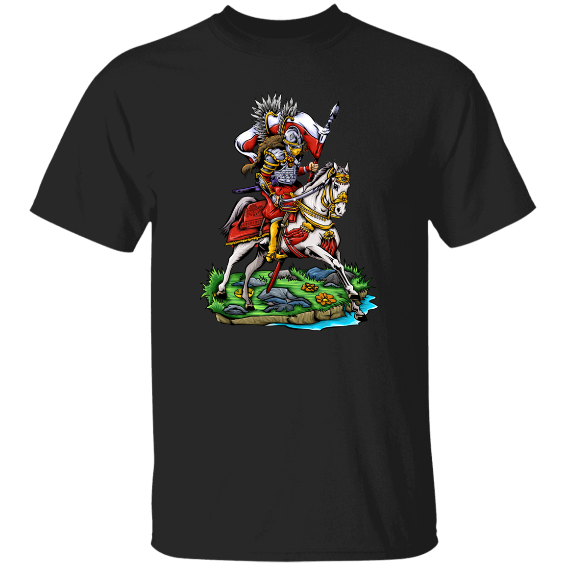 Polish Winged Hussar Apparel CustomCat G500 5.3 oz. T-Shirt Black S