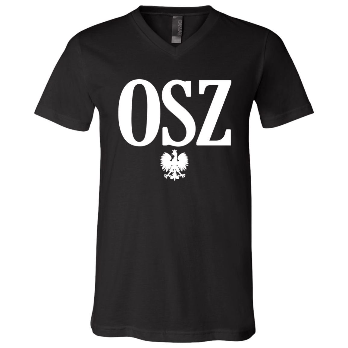 OSZ Polish Surname Ending Apparel CustomCat 3005 Unisex Jersey SS V-Neck T-Shirt Black X-Small